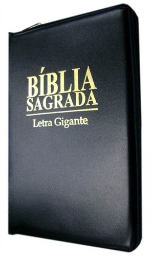 Biblia letra gigante - capa com ziper preta