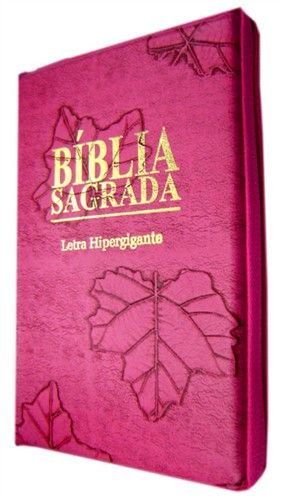 Biblia letra gigante - capa com ziper pink